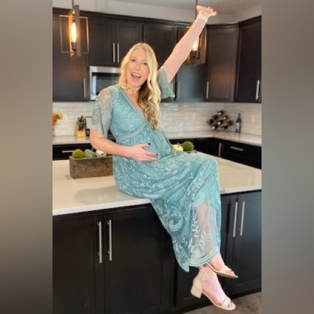 Pinkblush Seafoam Lace Dress.   maternity